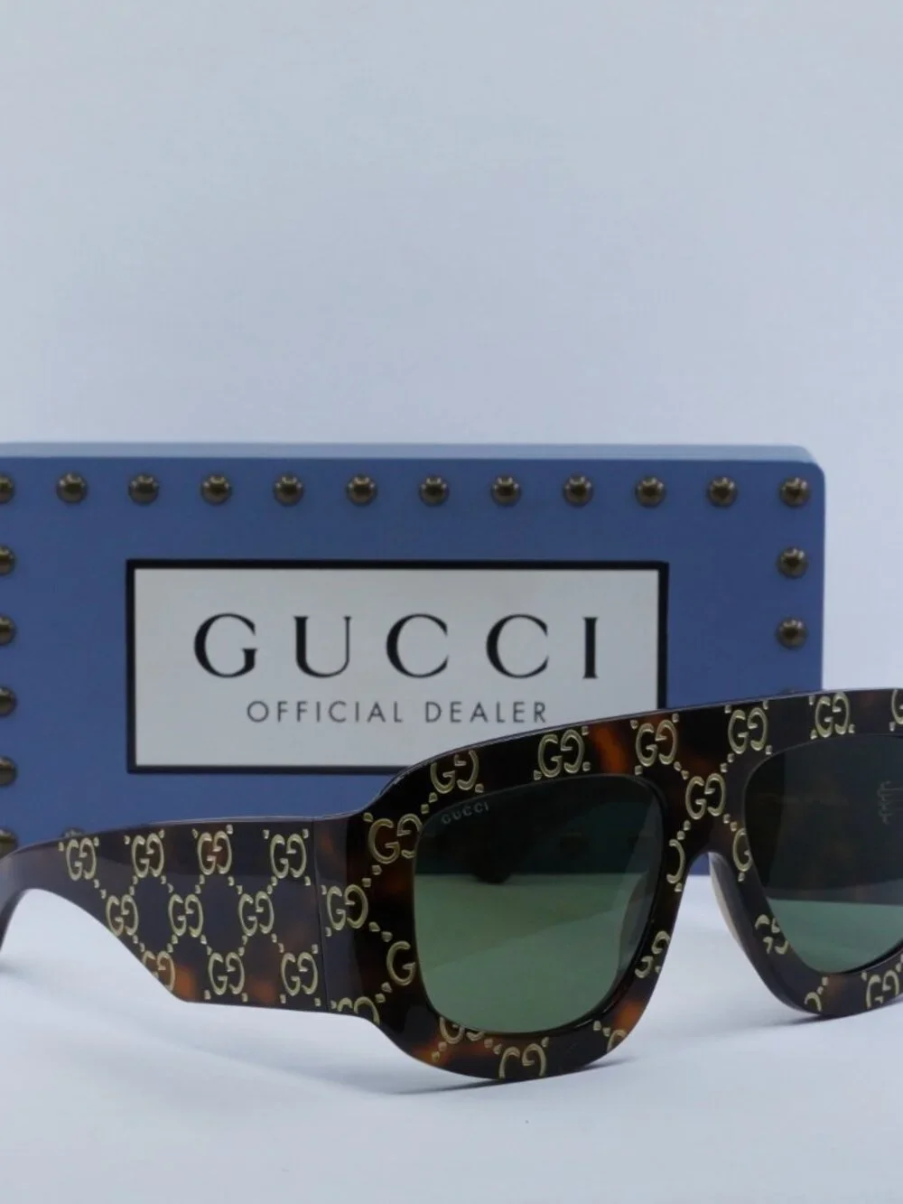 Gucci GG0983S 002 Square Sunglasses - Havana With Gold GG Pattern\Green